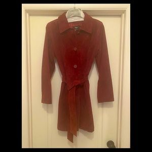 Dennis Basso Wine Suede Trench Coat